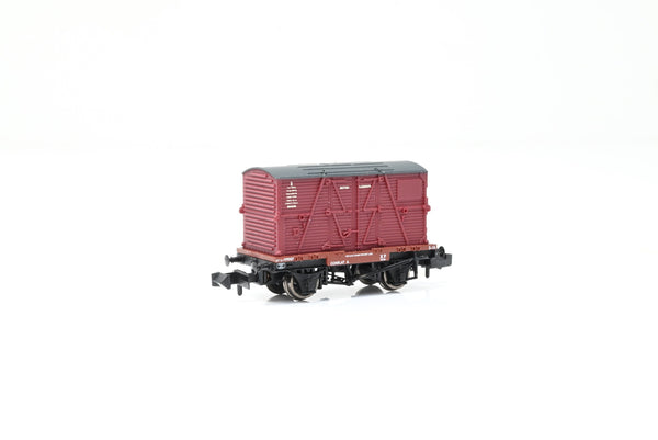Graham Farish N Gauge 377-328A BR Bauxite Conflat A w/ BR Crimson BD Container No.B709007 - Boxed