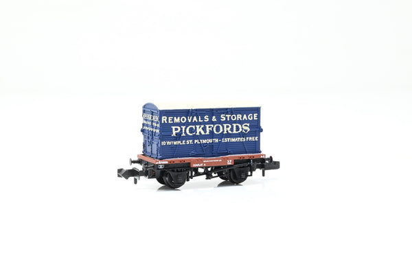 Graham Farish N Gauge 377-330 BR Bauxite Conflat A w/ 'Pickfords' BD Container No.B708016 - Boxed