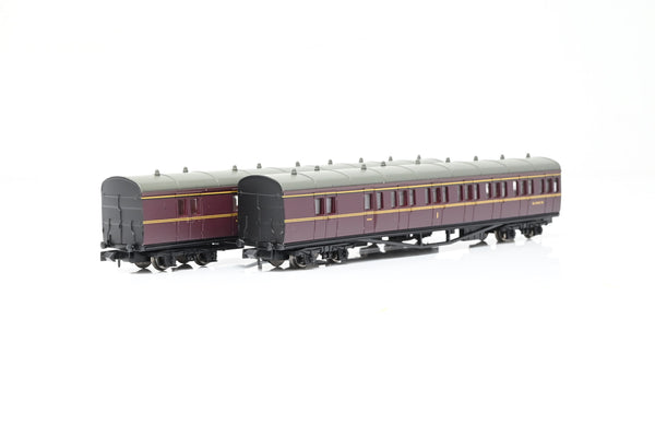 Dapol N Gauge 2P-003-016 BR Maroon Collett B Set Coach Twin Pack No.W6969W & W6940W - Boxed
