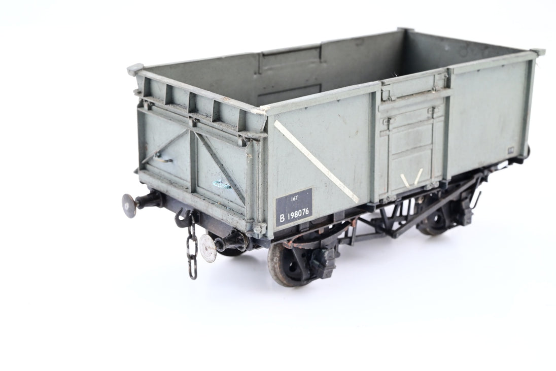 Kit Built O Gauge BR Grey 16T Steel Mineral Wagon No.B198076 - Weather