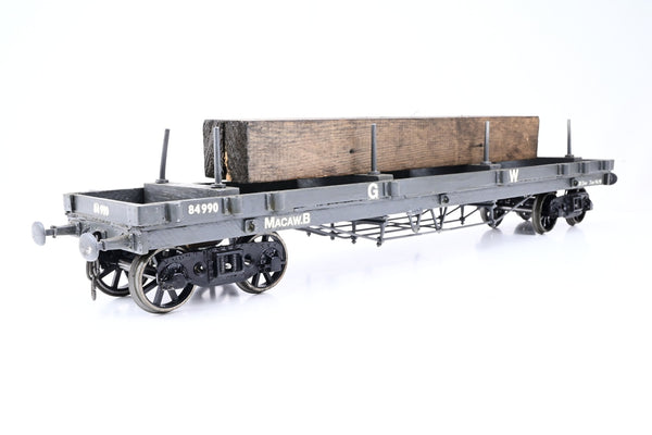 Kit Built Gauge 1 10mm GWR Dark Grey 30T 'Macaw B' Bogie Bolster Wagon w/ Wood Load No.84990 - Unboxed