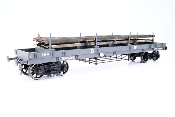 Kit Built Gauge 1 10mm GWR Dark Grey 30T 'Macaw B' Bogie Bolster Wagon w/ Wood Load No.84066 - Unboxed