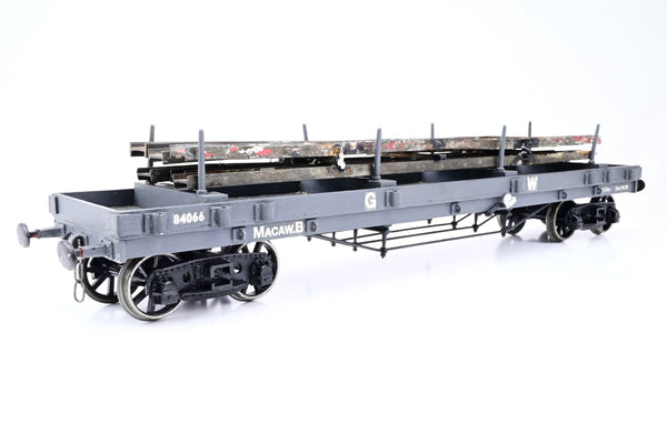 Kit Built Gauge 1 10mm GWR Dark Grey 30T 'Macaw B' Bogie Bolster Wagon w/ Wood Load No.84066 - Unboxed