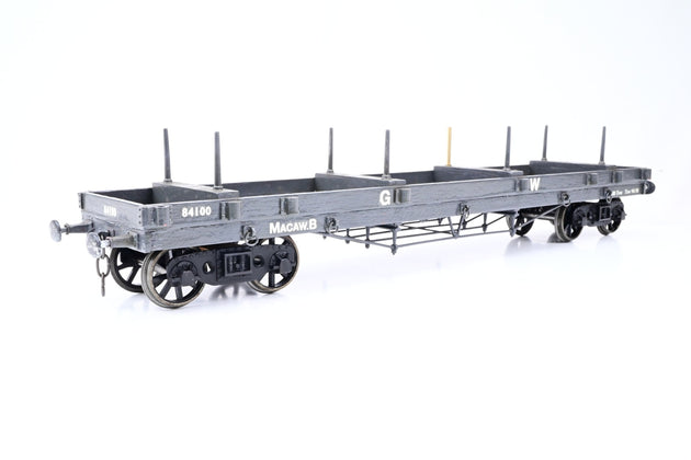 Kit Built Gauge 1 10mm GWR Dark Grey 30T 'Macaw B' Bogie Bolster Wagon w/ Wood Load No.84001 - Unboxed