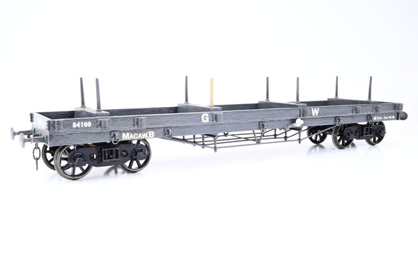Kit Built Gauge 1 10mm GWR Dark Grey 30T 'Macaw B' Bogie Bolster Wagon w/ Wood Load No.84001 - Unboxed
