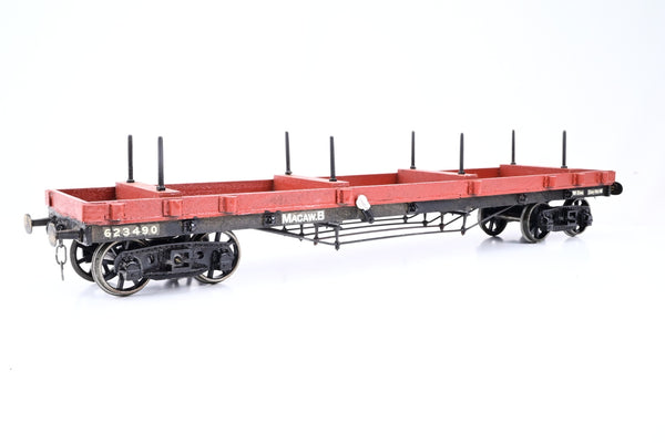 Kit Built Gauge 1 10mm Plain Crimson 30T 'Macaw B' Bogie Bolster Wagon No.623490 - Unboxed