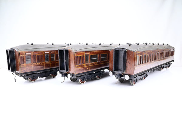 Scratch Built Gauge 1 10mm Rake of 3 LNER Gresley Teak Corridor Coaches - Unboxed