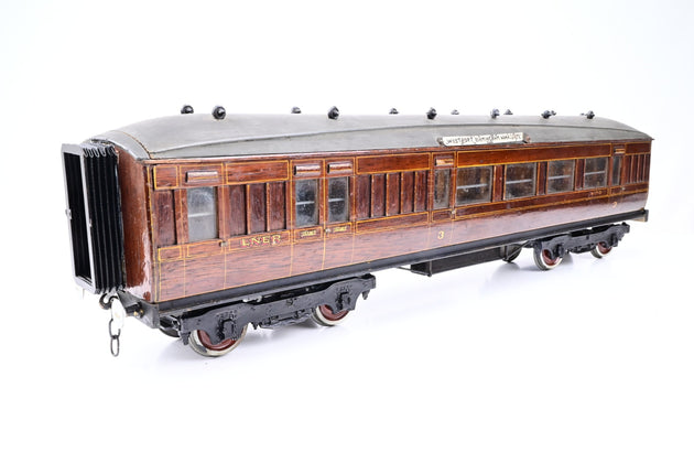 Scratch Built Gauge 1 10mm Rake of 3 LNER Gresley Teak Corridor Coaches - Unboxed