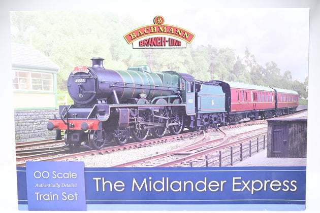Bachmann OO Gauge 30-285 'The Midlander Express' Train Set w/ BR Green Jubilee Class No.45555 'Quebec' + 2 Mk1 Coaches - Boxed