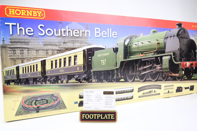 Hornby OO Gauge R1118 'The Southern Belle' Train Set w/ SR Green King Arthur Class No.797 'Sir Blamor de Ganis' + 3 Pullman Cars - Boxed