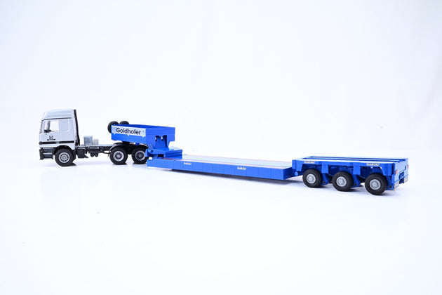 Conrad 1:50 Scale 40117/0 Goldhofer Low Loader + Mercedes Actros Silver Tractor - Boxed