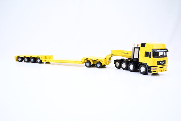 Conrad 1:50 Scale 61114/0 Nooteboom 4 Axle Extendable Trailer w/Yellow Man Tractor Unit - Boxed
